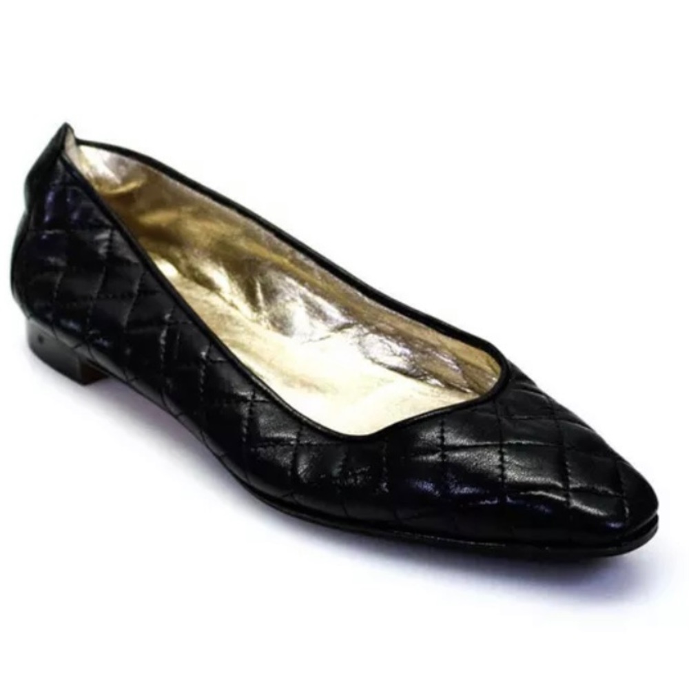 Manolo Blahnik Womens Leather Quilted Ballet Flats Black Size 36